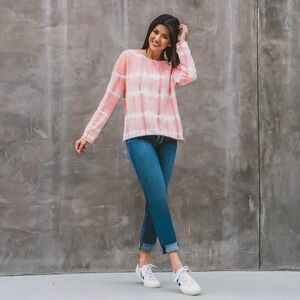 Kut From The Kloth Pink Tie Dye Sweatshirt Oversized Cozy Lounge Pullover Medium